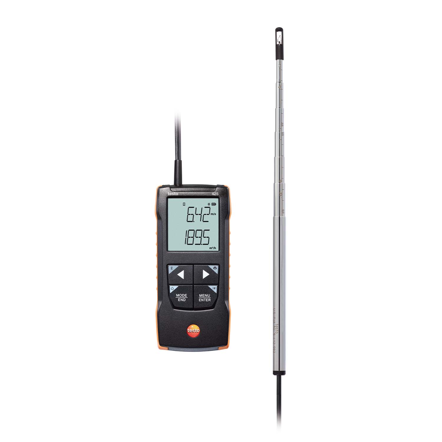 testo 425 – Máy đo vận tốc gió với đầu đo dạng sợi nhiệt – Kết nối App
