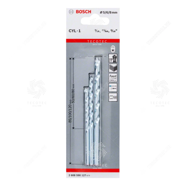 Bộ 3 mũi khoan tường Bosch CYL-1 2608590127