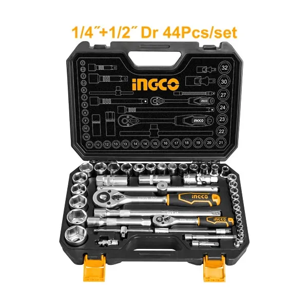 Bộ 44 đầu tuýp (1/4 inch + 1/2 inch) INGCO HKTS42441