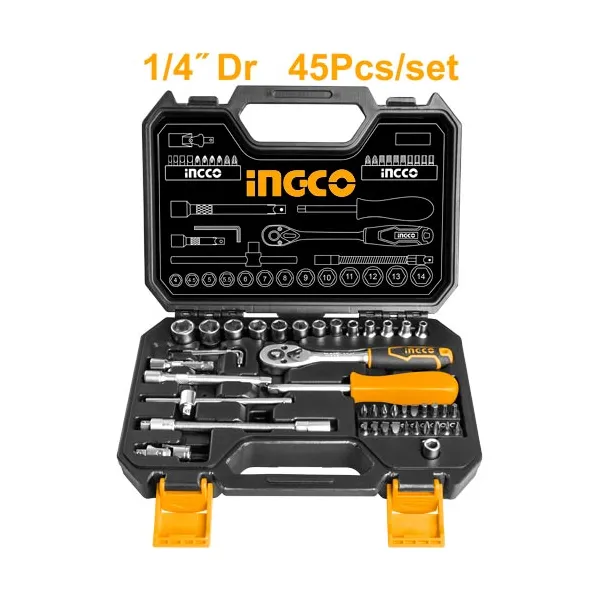 Bộ 45 đầu tuýp 1/4 inch và cần 2 chiều INGCO HKTS14451