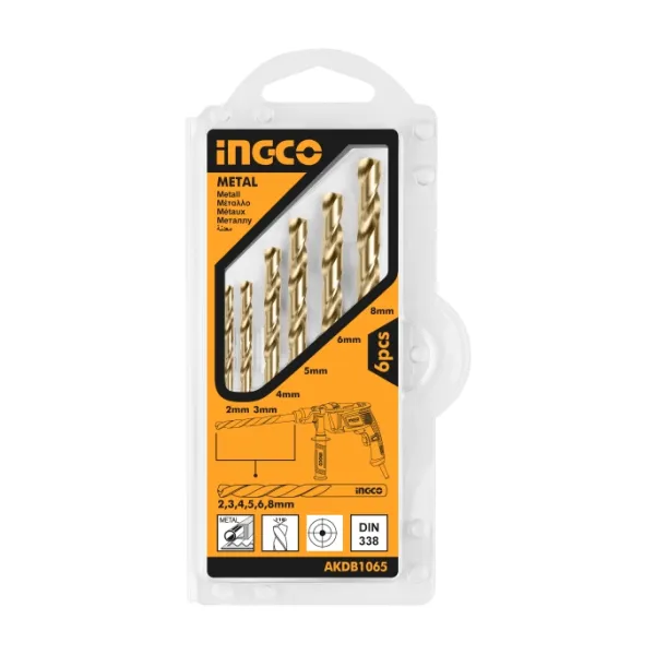 Bộ 6 mũi khoan kim loại HSS INGCO AKDB1065