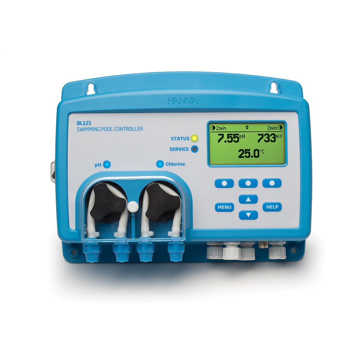 Bộ điều khiển pH/ORP trong dòng chảy bể bơi và spa Hanna BL121-10