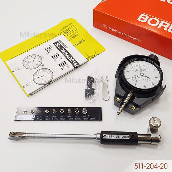 Bộ đồng hồ đo lỗ Mitutoyo 511-204-20 (10-18.5mm)