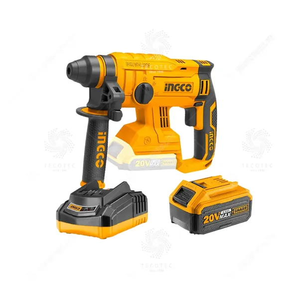 Combo máy khoan búa INGCO CRHLI2201 kèm pin 4Ah FBLI2002 và sạc FCLI2001
