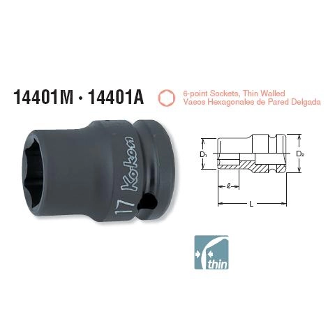 Đầu khẩu 1/2 inch Koken 14401M