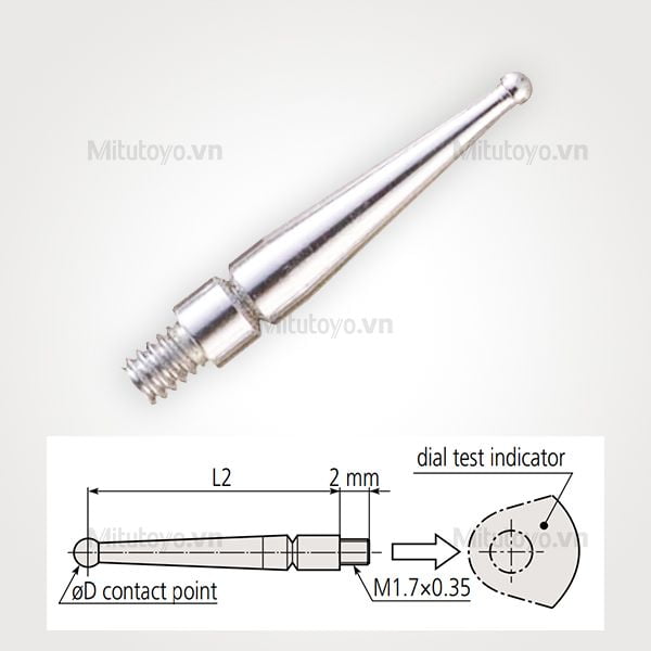 Kim đo đồng hồ so chân gập Mitutoyo ø 1mm (Carbide)
