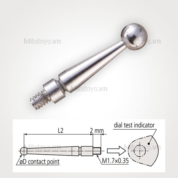Kim đo đồng hồ so chân gập Mitutoyo ø 3mm (Carbide)