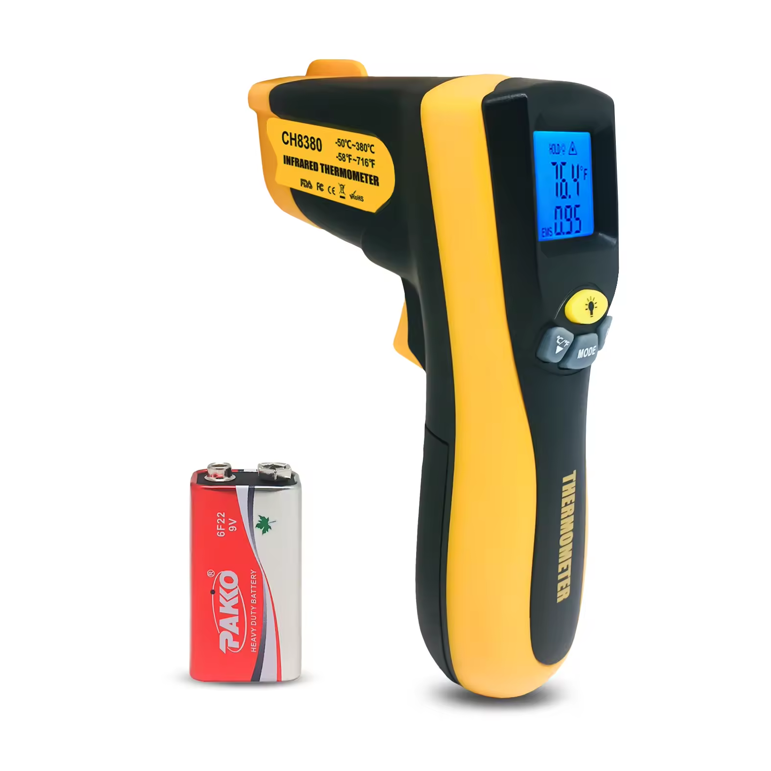 Loại súng Nhiệt kế hồng ngoại kỹ thuật số IR laser không tiếp xúc Cheerman CH8550