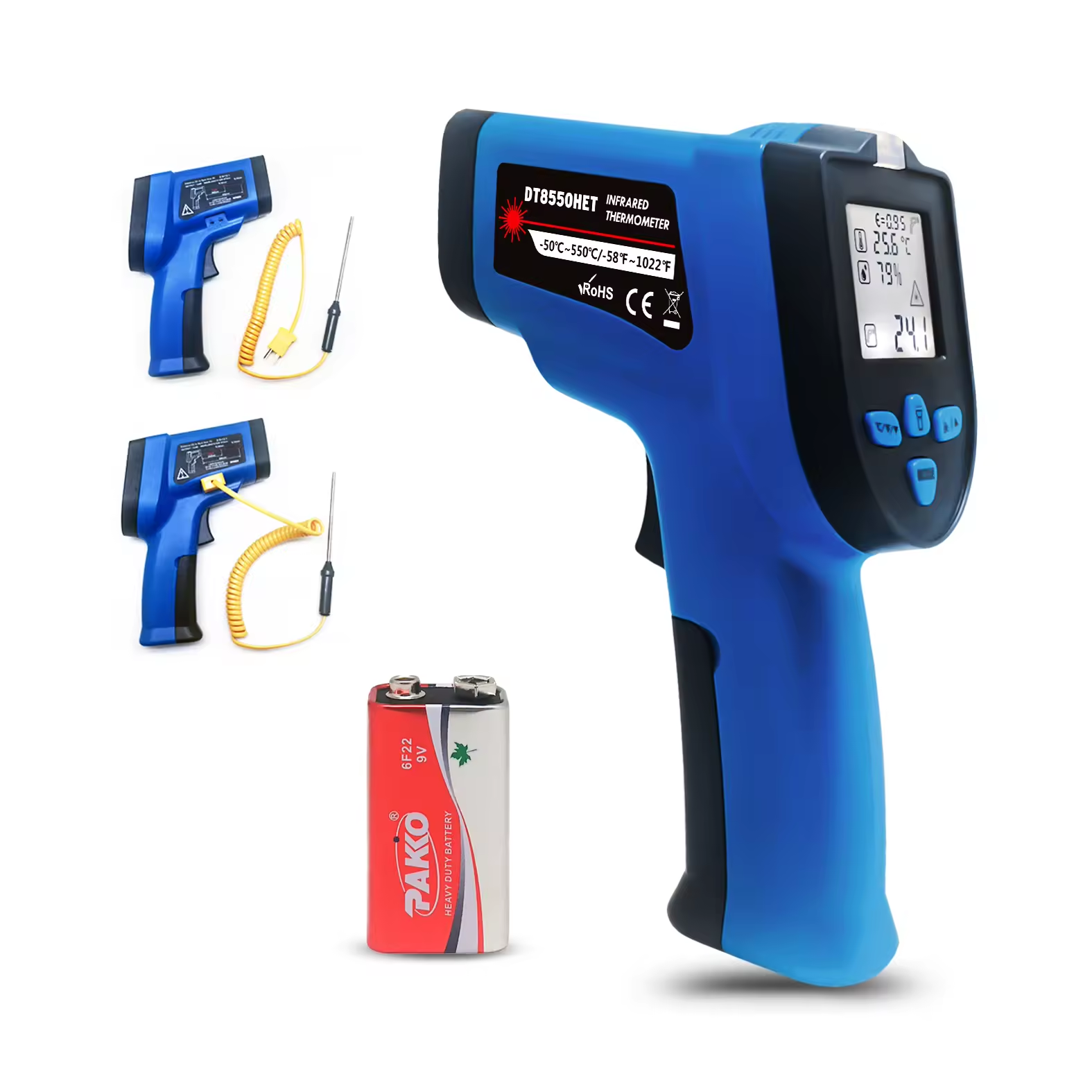 Nhiệt kế hồng ngoại laser -50-550C DT8550HET với đầu dò