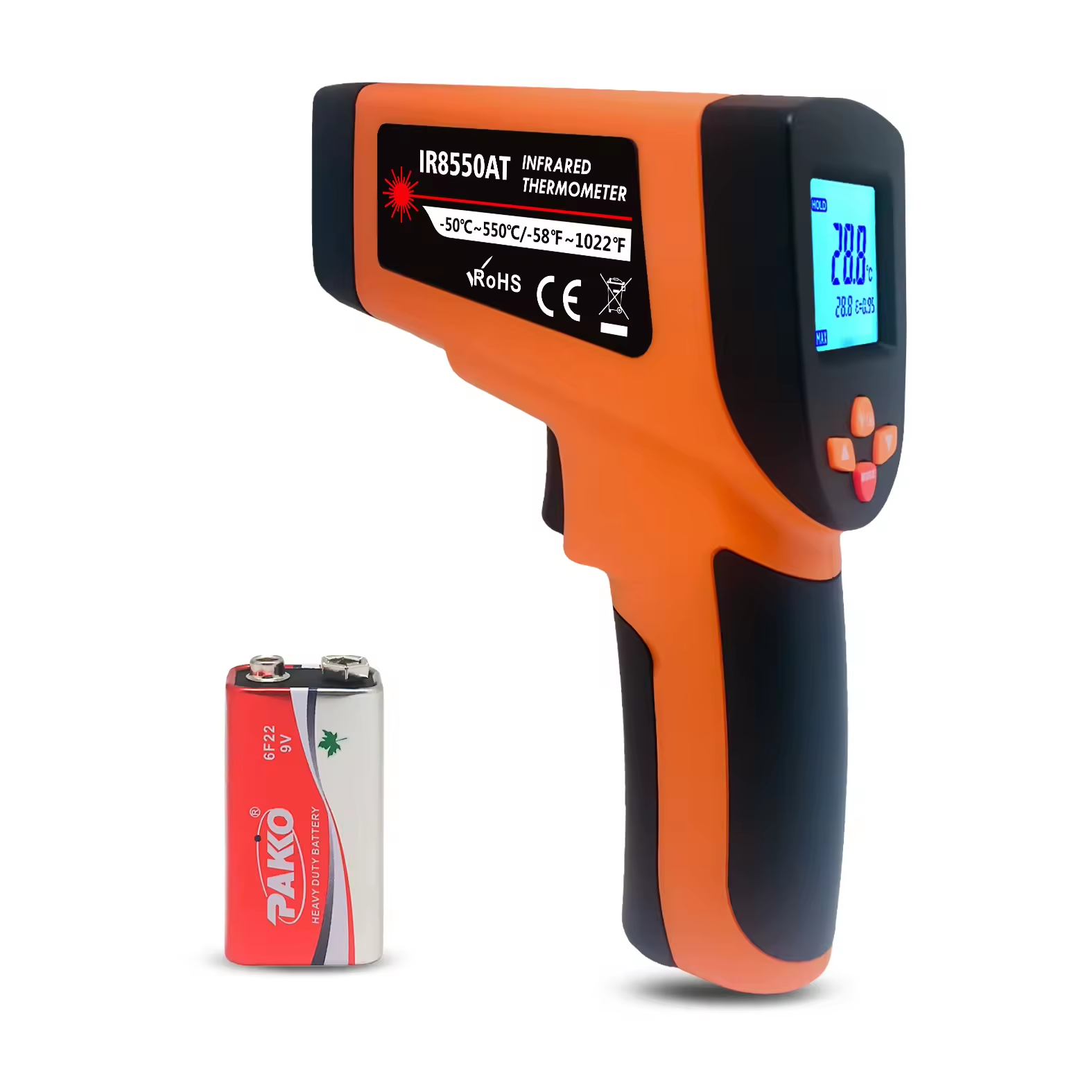 Nhiệt kế hồng ngoại laser kép nhiệt kế kỹ thuật số công nghiệp và gia dụng IR8550AT