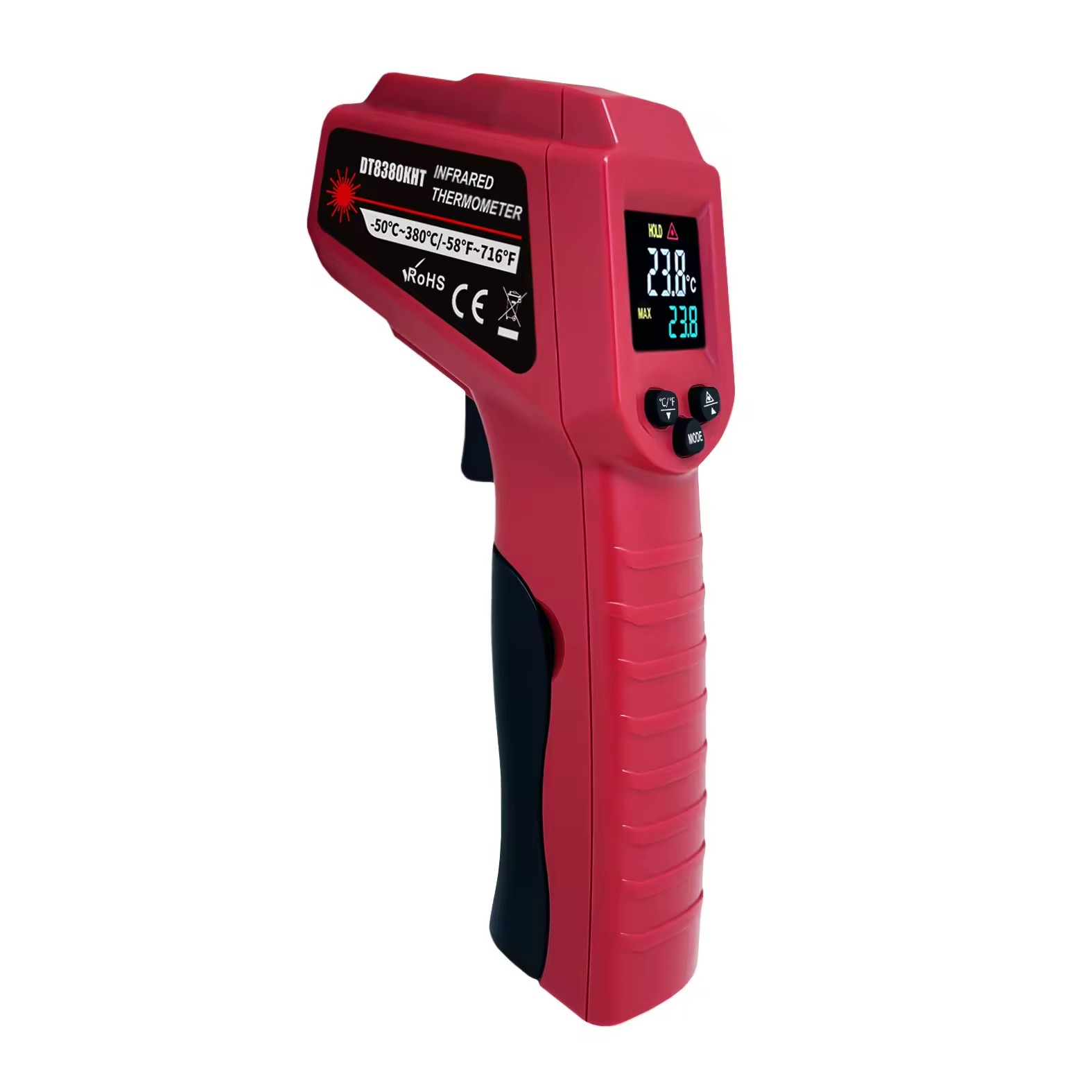 nhiệt kế hồng ngoại súng laser cho công nghiệp với cảm biến nhiệt độ (-50-380 độ) DT8380KHT