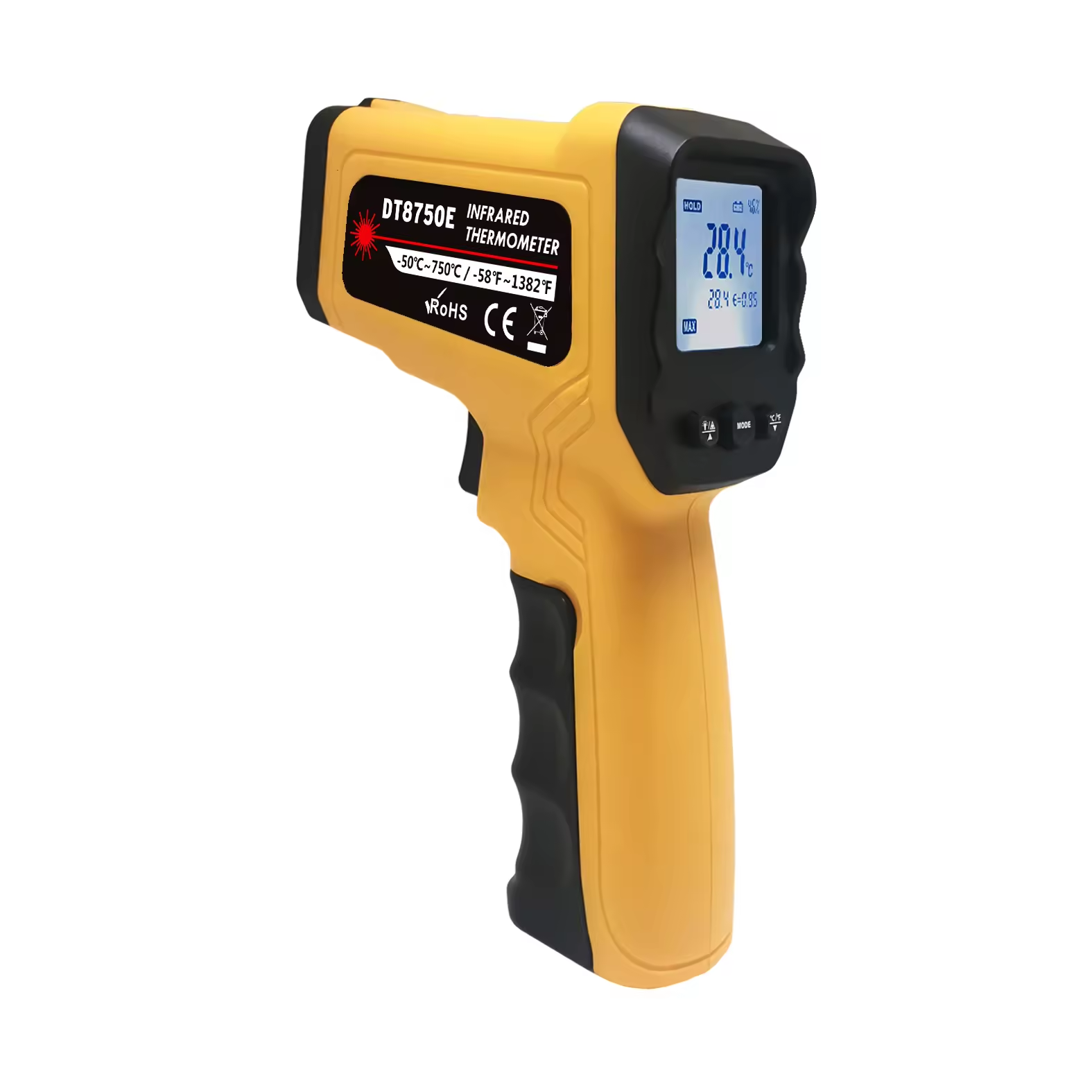 Súng nhiệt kế không chạm không dây laser kép công nghiệp DT8550E